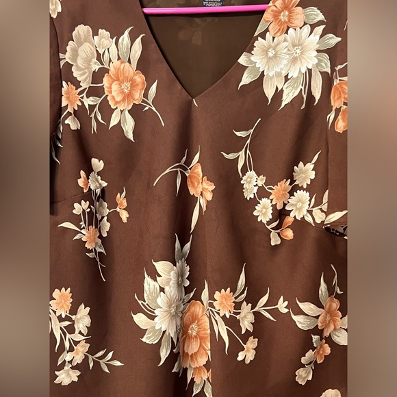 Laura Scott Shirt Blouse Women’s 18W Brown Top Fall  Cottage fairy VTG 90s - Picture 2 of 8